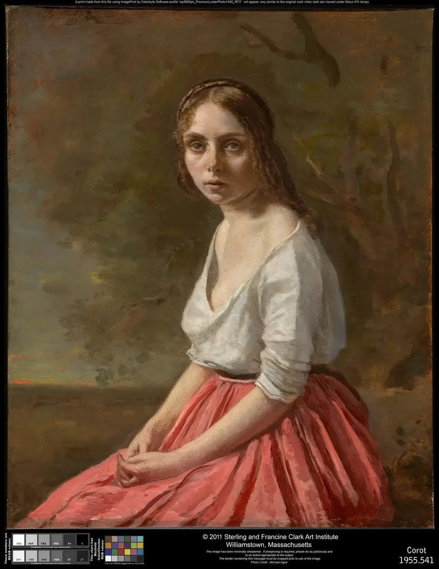 Jonge vrouw met roze rok - Jean-Baptiste Camille Corot