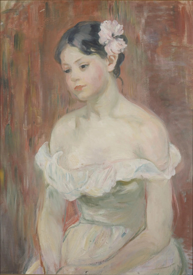 Jong meisje met een decolleté, de bloem in het haar - Berthe Morisot