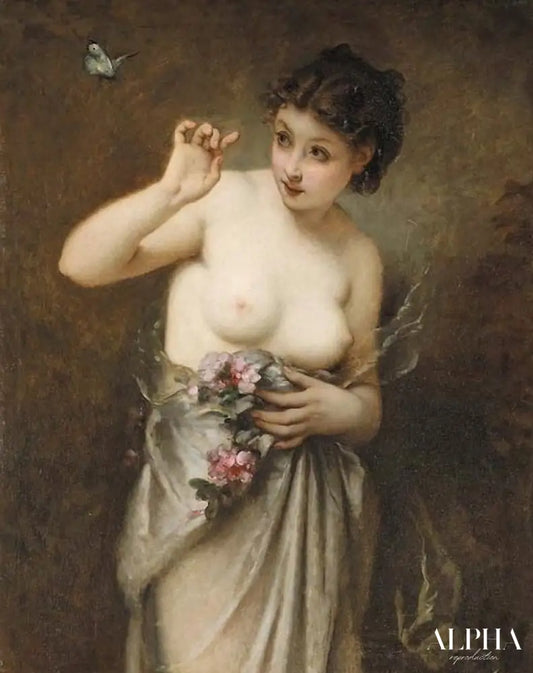 Jeune Fille Au Papillon - Guillaume Seignac - Reproductions de tableaux et peintures haut de gamme