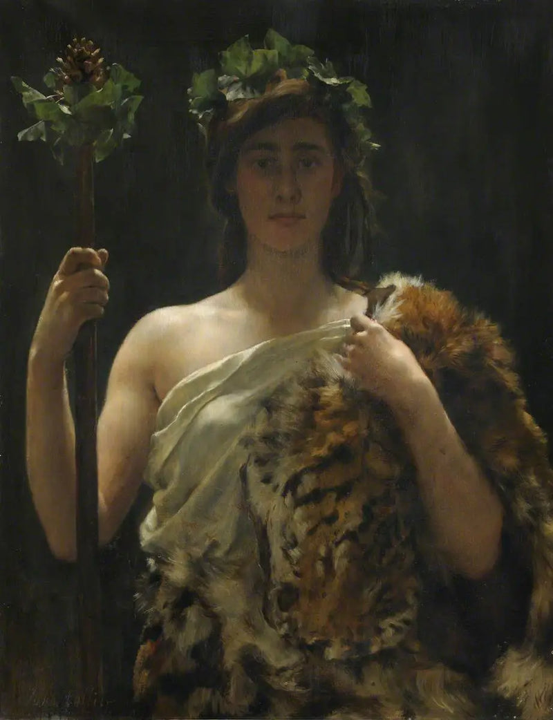 Jong meisje gehuld in een tijgerhuid (vroeger Bacchus genoemd) - John Collier