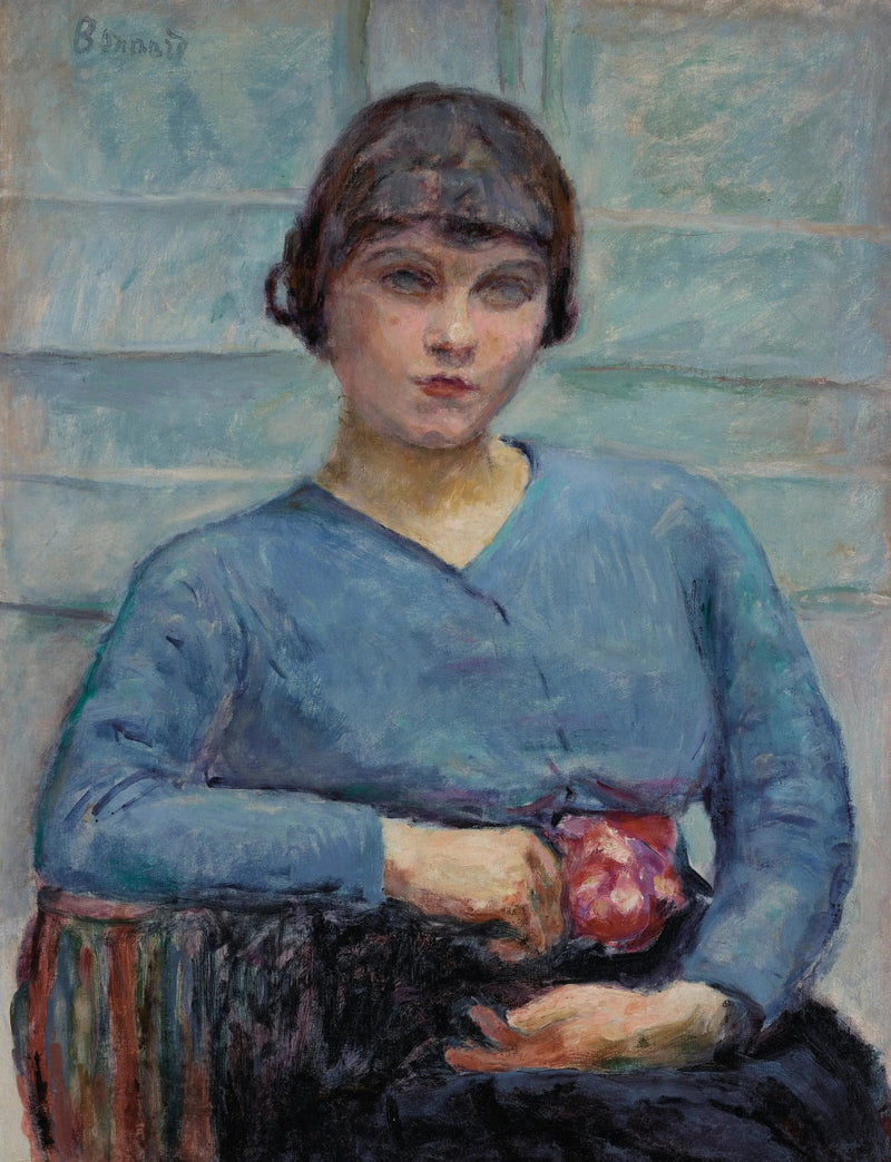 Meisje in het blauw, met de roos - Pierre Bonnard