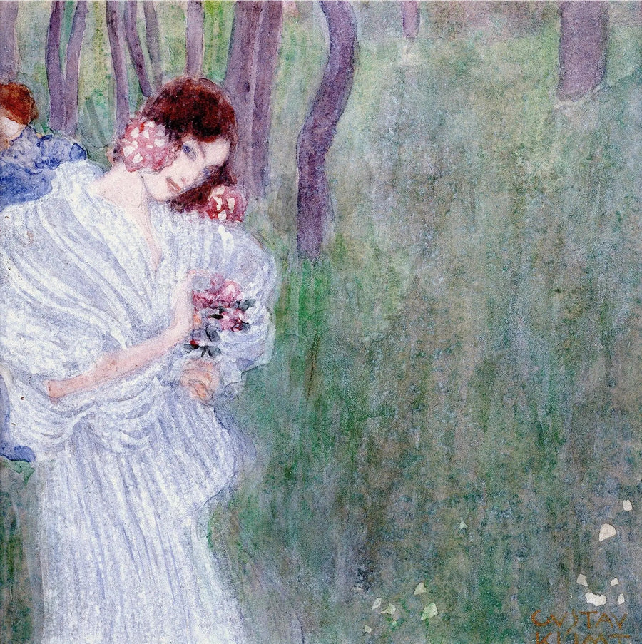 Meisje in een witte jurk in een bos - Gustav Klimt