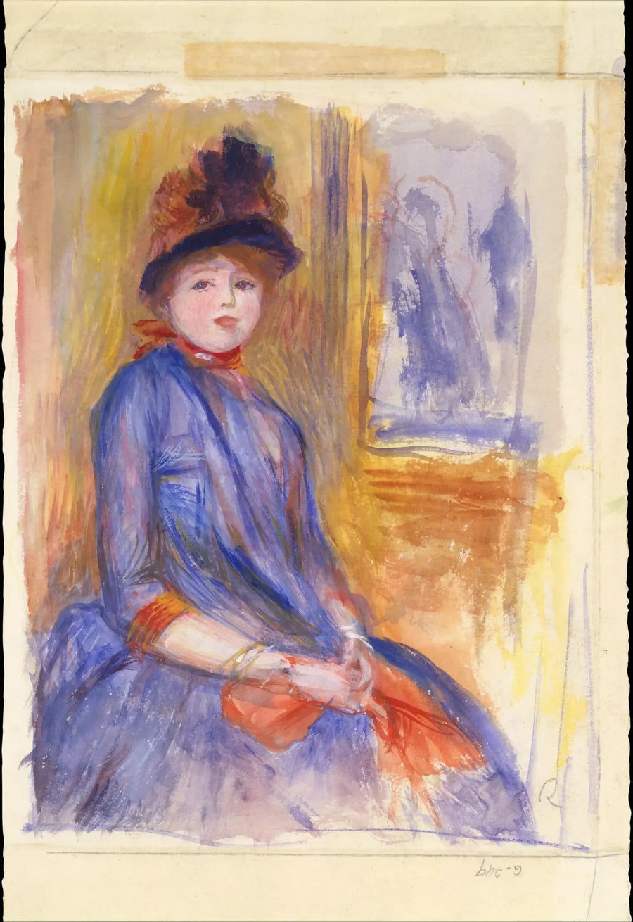 Meisje in een blauwe jurk - Pierre-Auguste Renoir