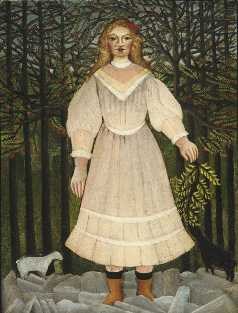 Jonge meisje in roze - Henri Rousseau