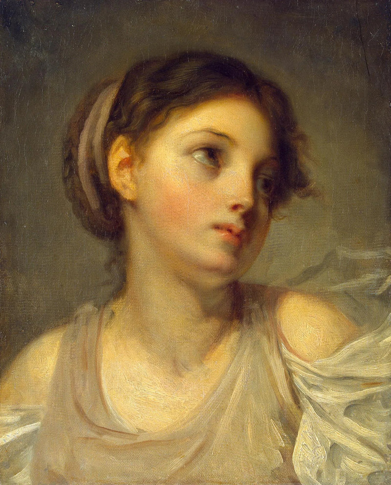 Jonge meisje in lila tuniek - Jean-Baptiste Greuze