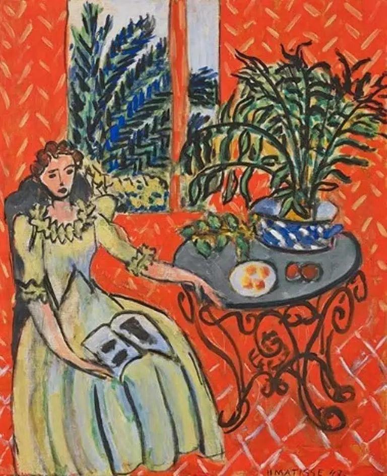 Meisje in het groen in een rode interieur - Henri Matisse