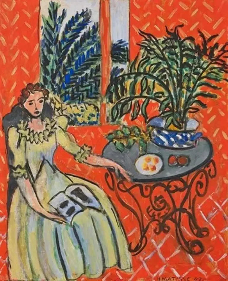 Meisje in het groen in een rode interieur - Henri Matisse