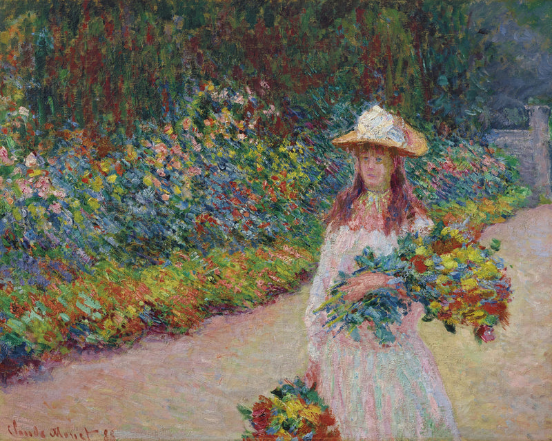 Jong meisje in de tuin van Giverny W1207 - Claude Monet