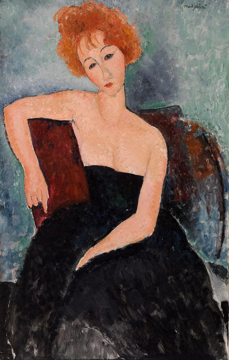 Jonge rode meisje in avondjurk - Amedeo Modigliani