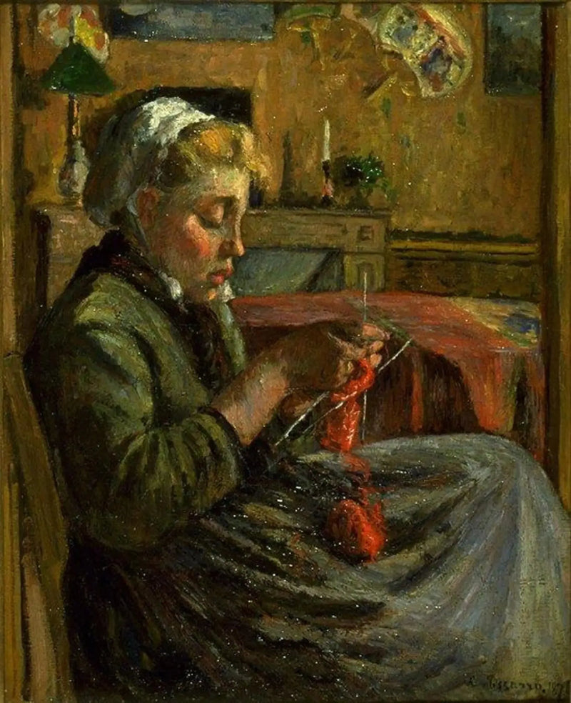 Jong meisje aan het breien - Camille Pissarro