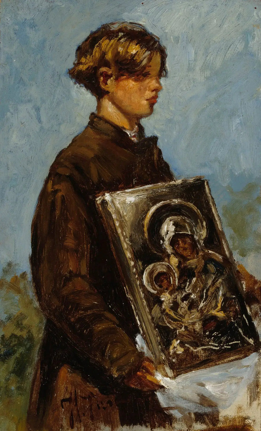 Jonge jongen met een icoon, schets - Ilya Repin