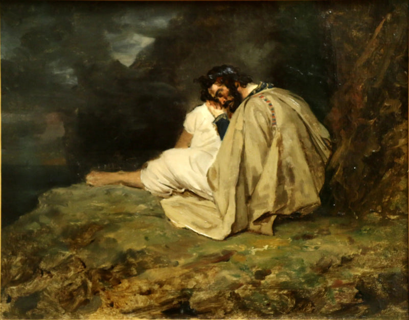 Slapende jonge Griek op een rots aan de zee - Théodore Géricault