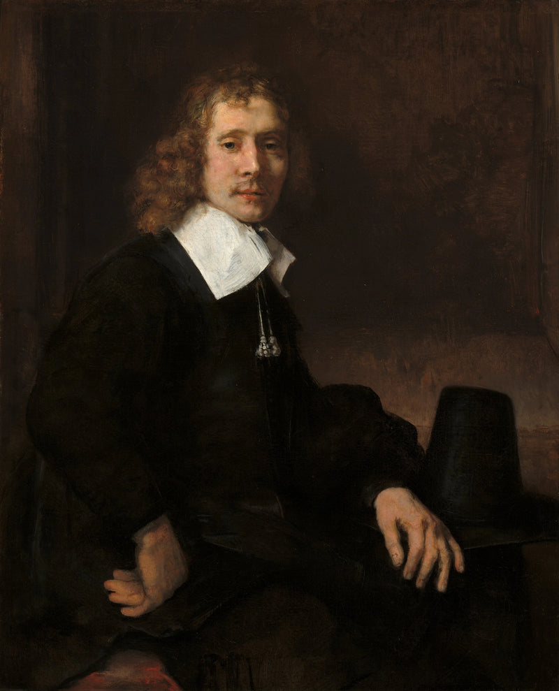 Een jonge man zittend aan een tafel (misschien Govaert Flinck) - Rembrandt