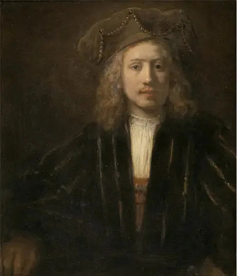 Jonge man met een met parels versierde muts - Rembrandt