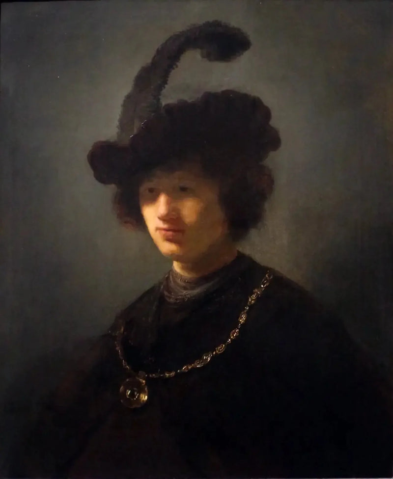Jonge man met een verenhoed - Rembrandt