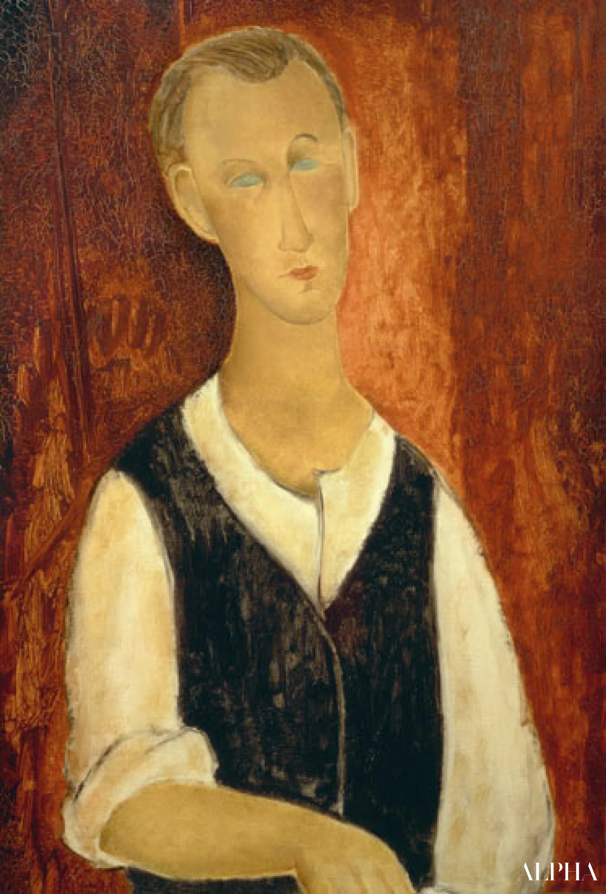 Jonge man met het zwarte vest - Amedeo Modigliani - Reproducties van schilderijen en hoogwaardige schilderijen