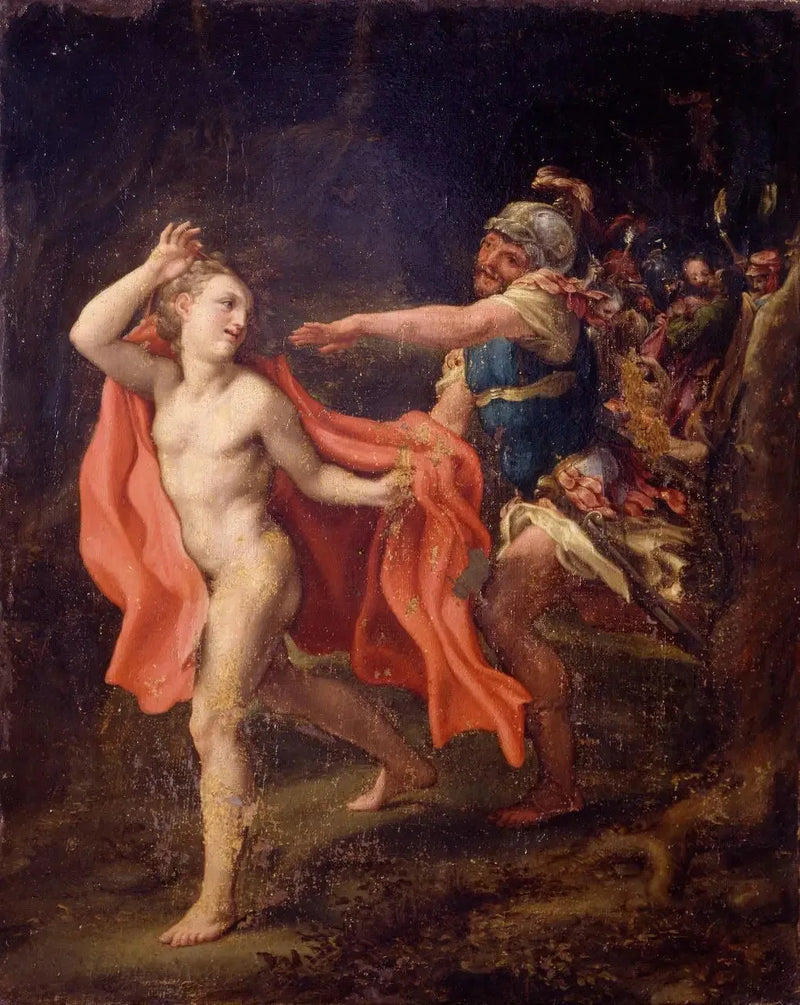 Jonge man die de vangst van Christus ontloopt - Antonio da Correggio