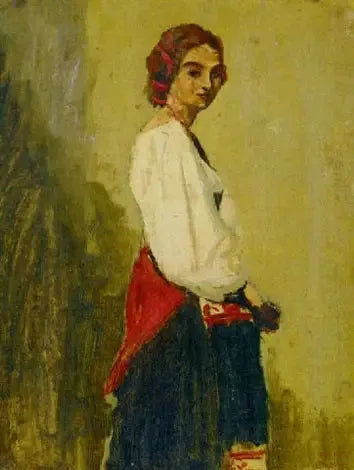 Jonge Italiaanse staand, het lichaam op profiel en het hoofd van voren - Jean-Baptiste Camille Corot