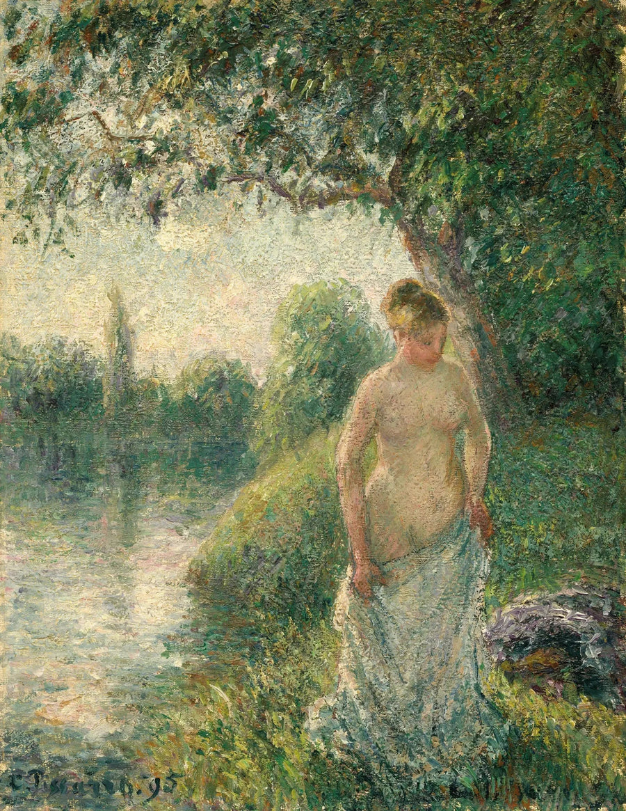 Jonge naakte boerin staand - Camille Pissarro