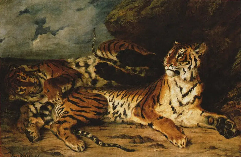 Jonge Tijger die met zijn moeder speelt - Eugène Delacroix