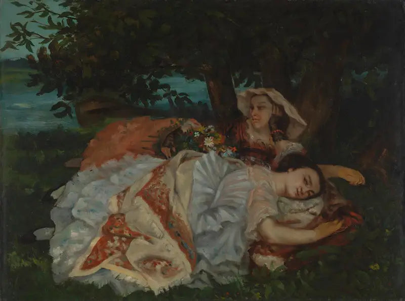 Jonge dames aan de oever van de Seine - Gustave Courbet