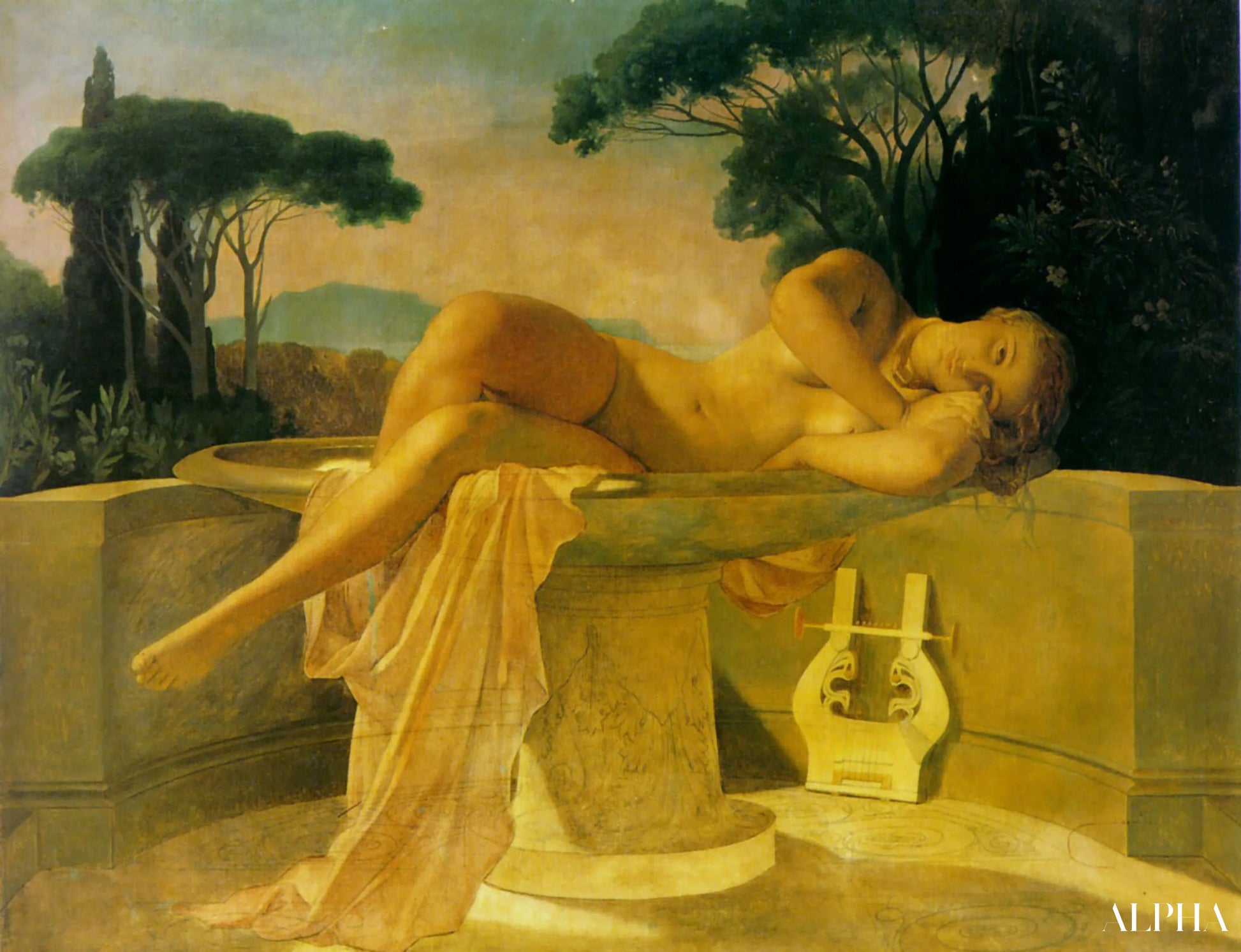 Jonge vrouwen in een bassin - Paul Delaroche - Reproducties van schilderijen en hoogwaardige schilderijen
