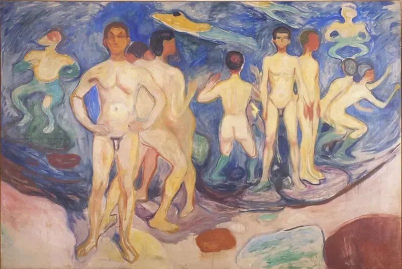 Jonge Mannen die zich baden - Edvard Munch