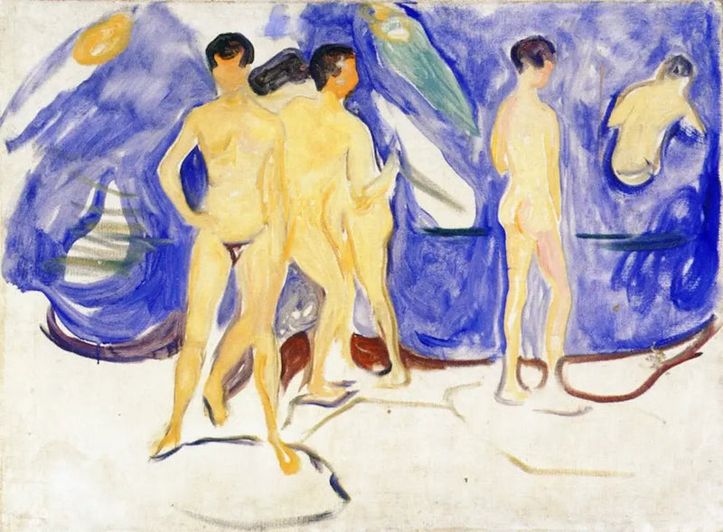 Jonge Mannen die zich baden - Edvard Munch