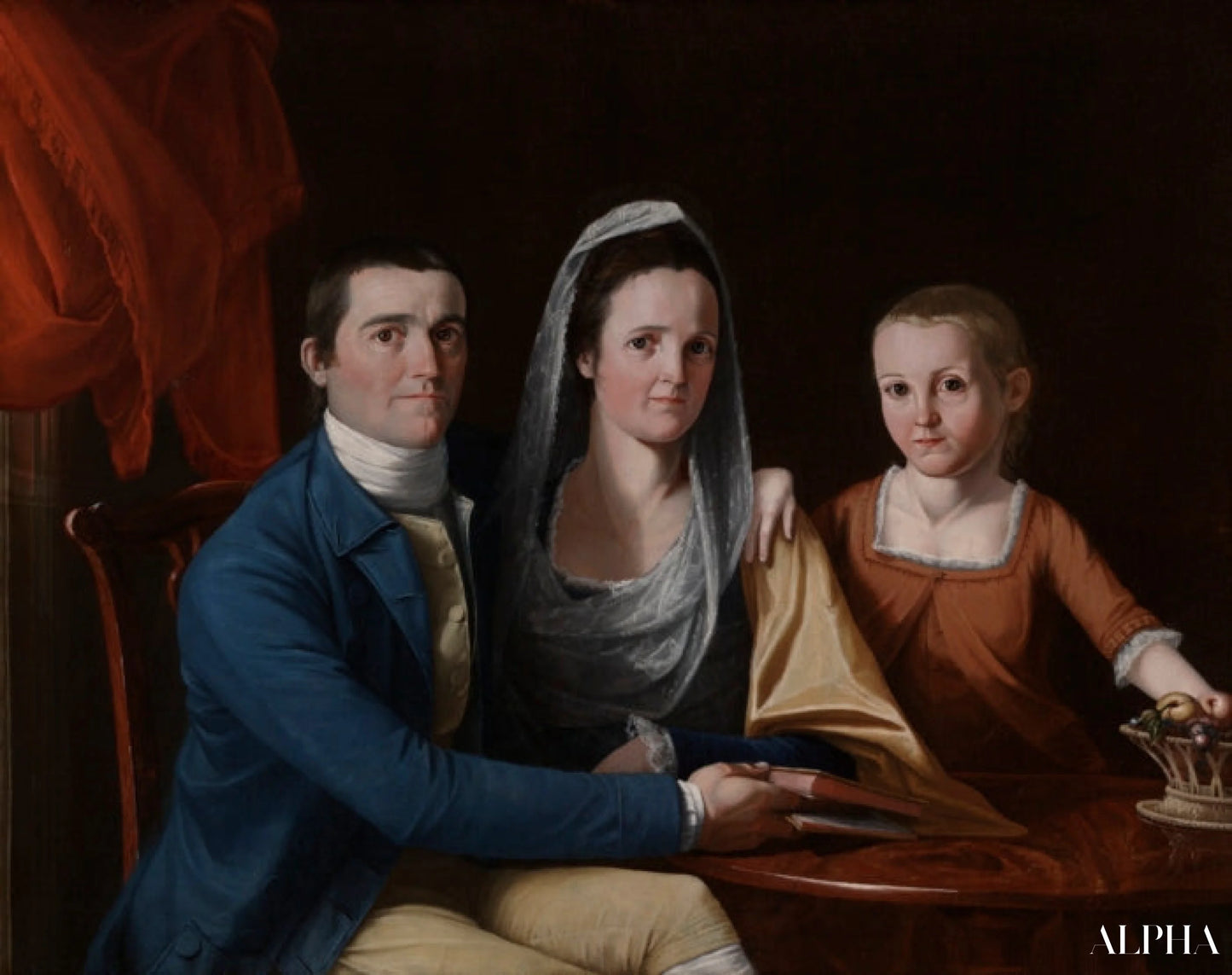 Jonathan Trumbull Jr. met mevrouw Trumbull en Faith Trumbull - John Trumbull - Reproducties van schilderijen en hoogwaardige schilderijen