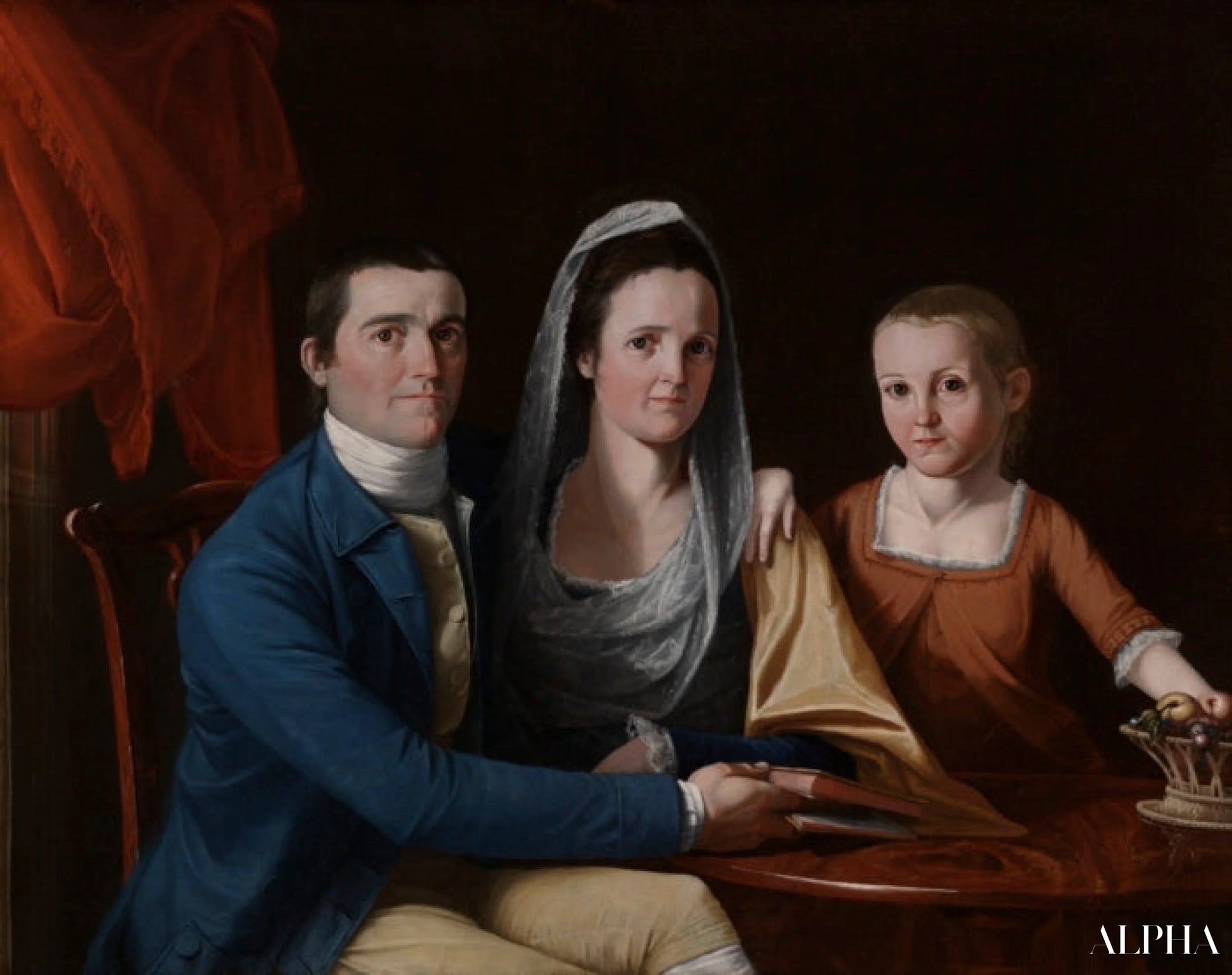 Jonathan Trumbull Jr. met mevrouw Trumbull en Faith Trumbull - John Trumbull - Reproducties van schilderijen en hoogwaardige schilderijen