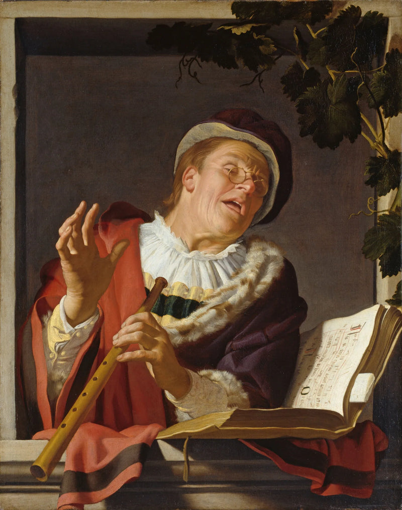 Zingende fluitspeler - Gerrit van Honthorst