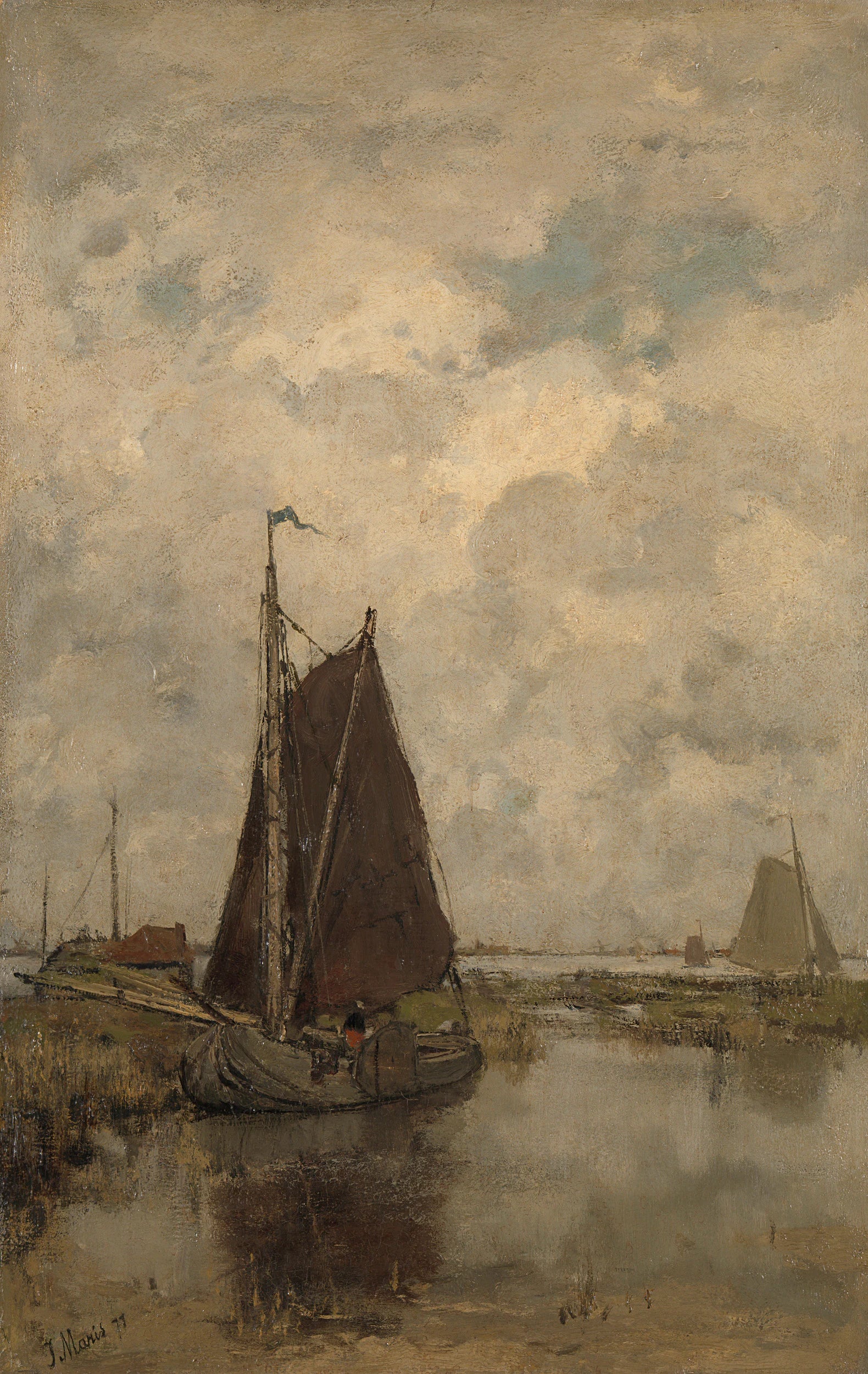 Journée grise avec des navires - Jacob Maris