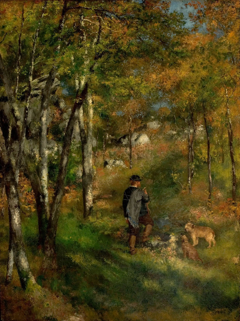 Jules le Cœur en zijn honden in het bos van Fontainebleau - Pierre-Auguste Renoir
