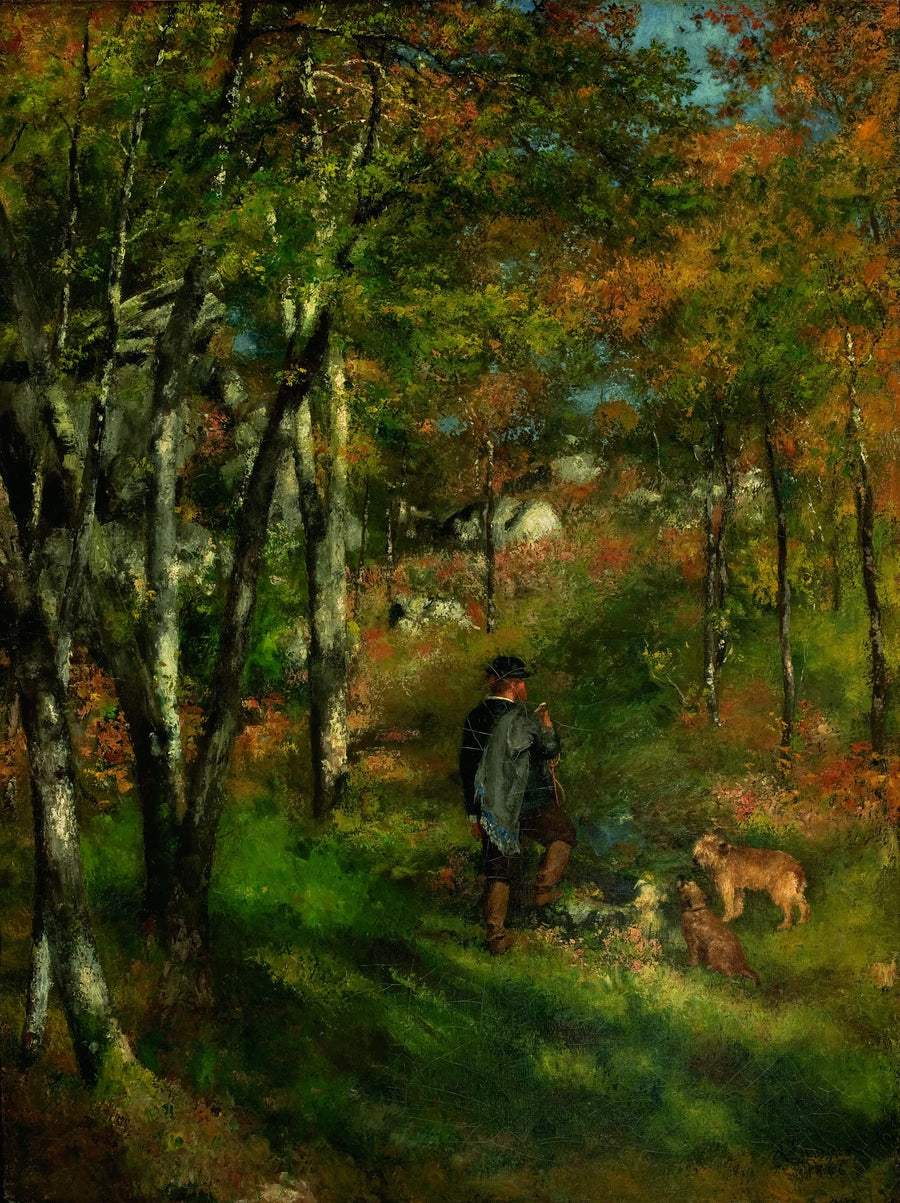 Jules le Cœur en zijn honden in het bos van Fontainebleau - Pierre-Auguste Renoir