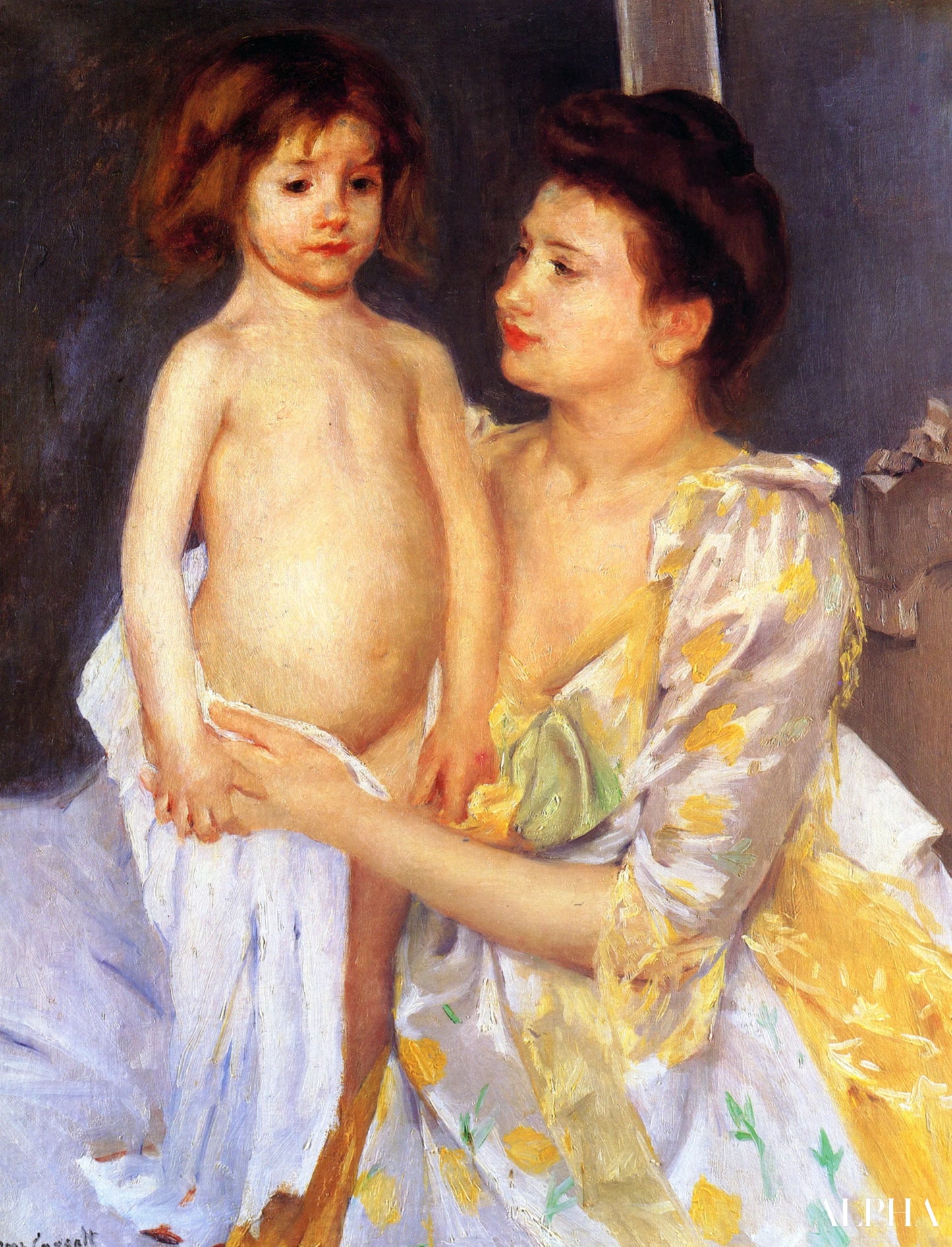 Jules door zijn moeder gedroogd - Mary Cassatt - Reproducties van schilderijen en hoogwaardige schilderijen