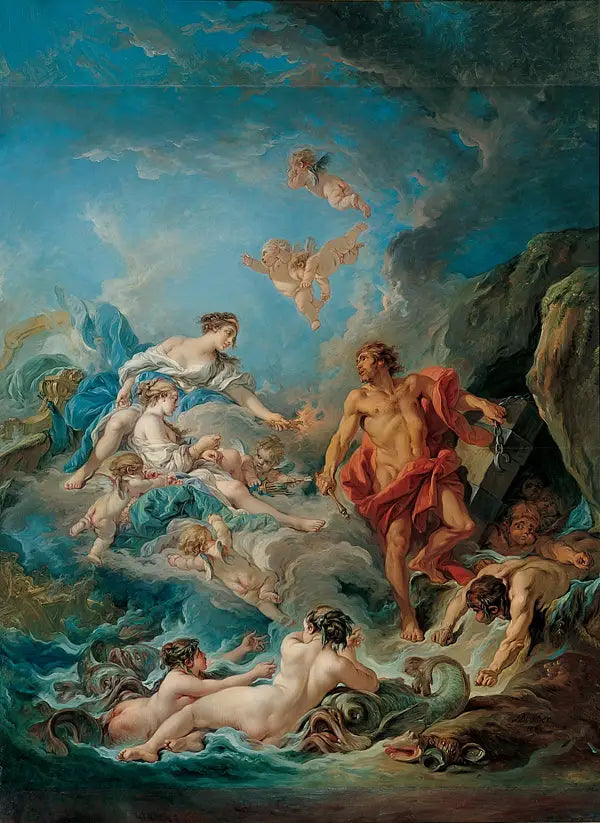 Junon vraagt Éole om de winden vrij te laten - François Boucher
