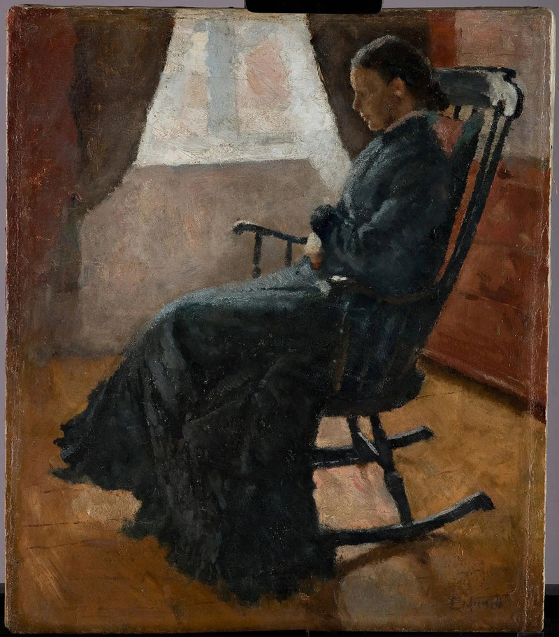 Karen Bjølstad in een schommelstoel - Edvard Munch