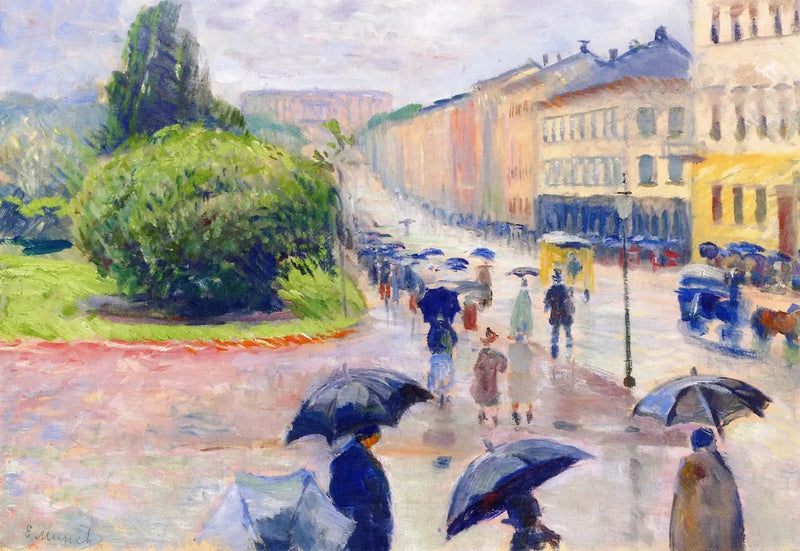 Karl Johan in de regen - Edvard Munch
