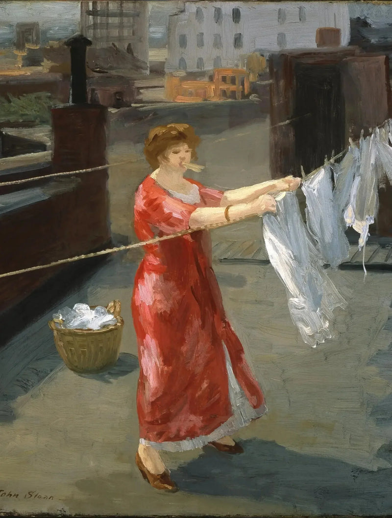 Rode kimono op het dak - John Sloan