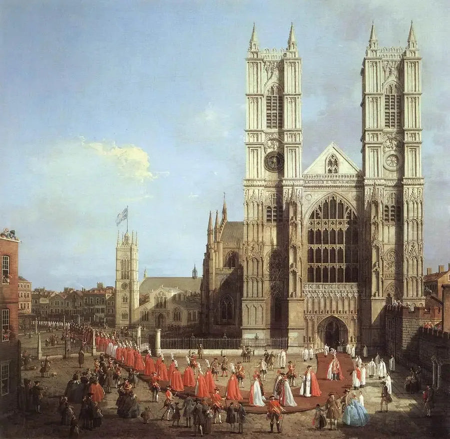Westminster Abbey met de processie van de Orde van de Kousenband - Canaletto

Source:
L'Abbaye de Westminster avec la procession de l'ordre du Bain - Canaletto