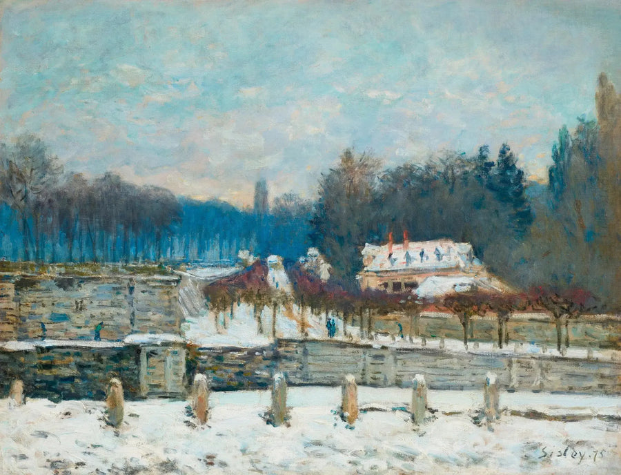 De Drinkplaats van Marly-le-Roi, sneeuw of Winterdag in Marly - Alfred Sisley