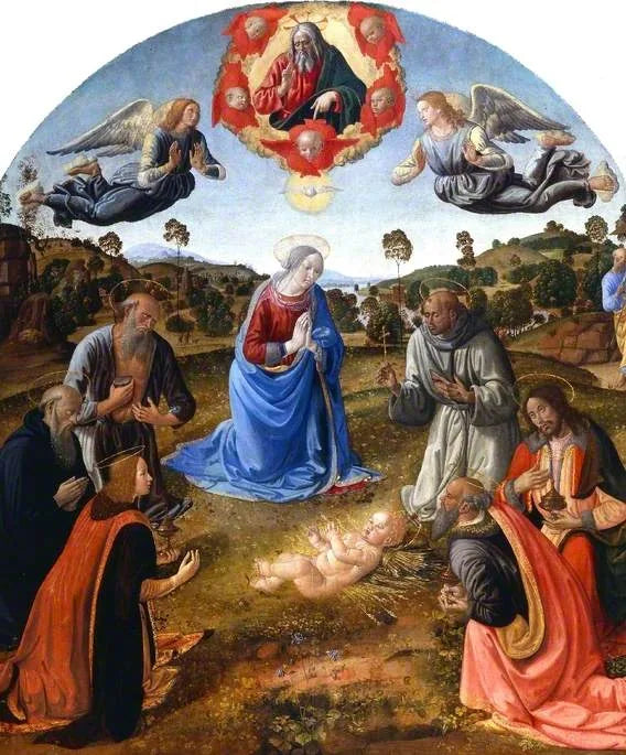 De Aanbidding van het Kind Jezus - Cosimo Rosselli