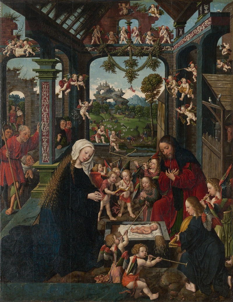 De Aanbidding van het Kind Jezus - Jacob Cornelisz van Oostsanen