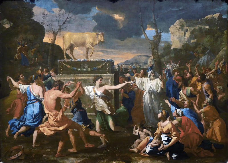 De Aanbidding van het Gouden Kalf - Nicolas Poussin