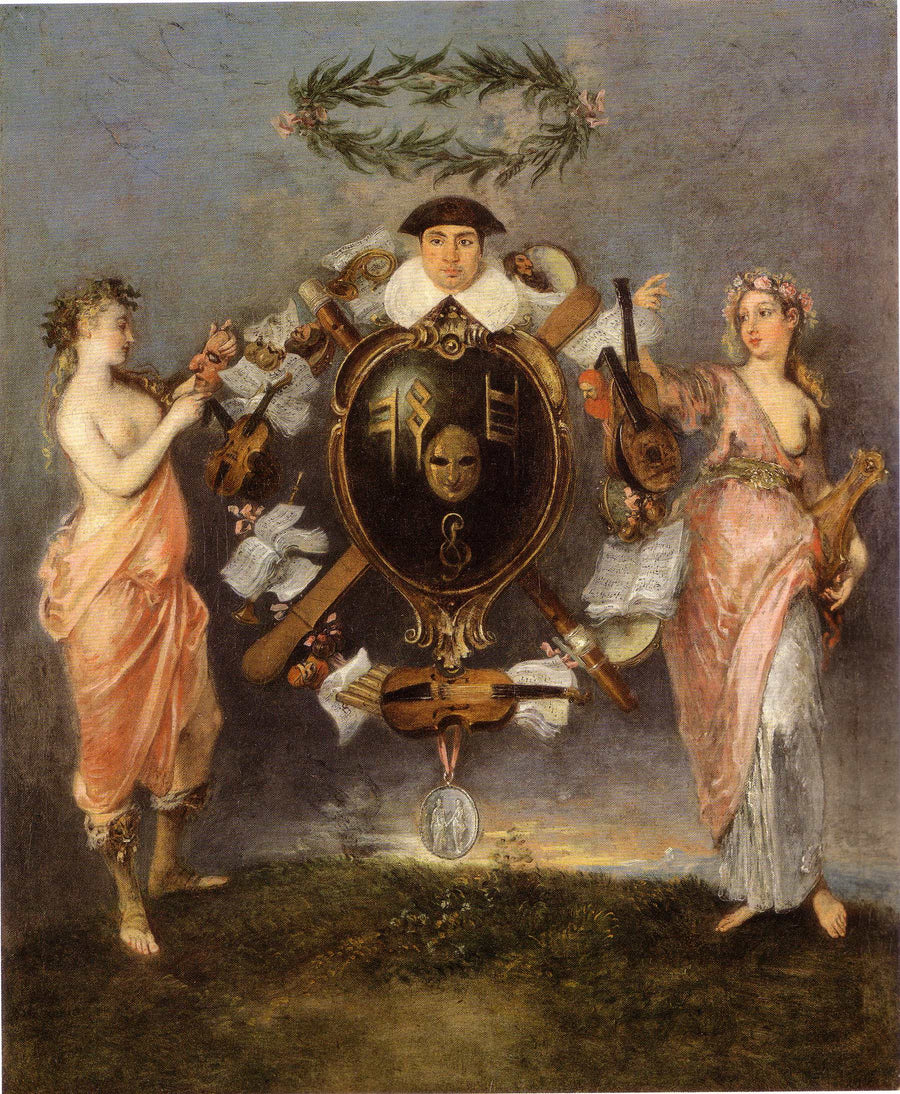 De alliantie van muziek en komedie - Antoine Watteau
