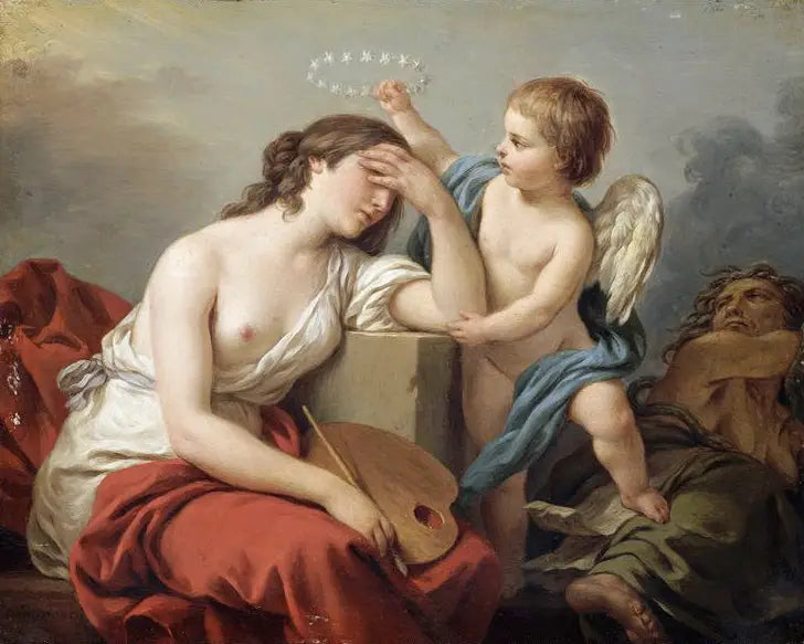L’Amour des arts console la peinture des écrits ridicules et envenimés de ses ennemis - Louis Jean François Lagrenée