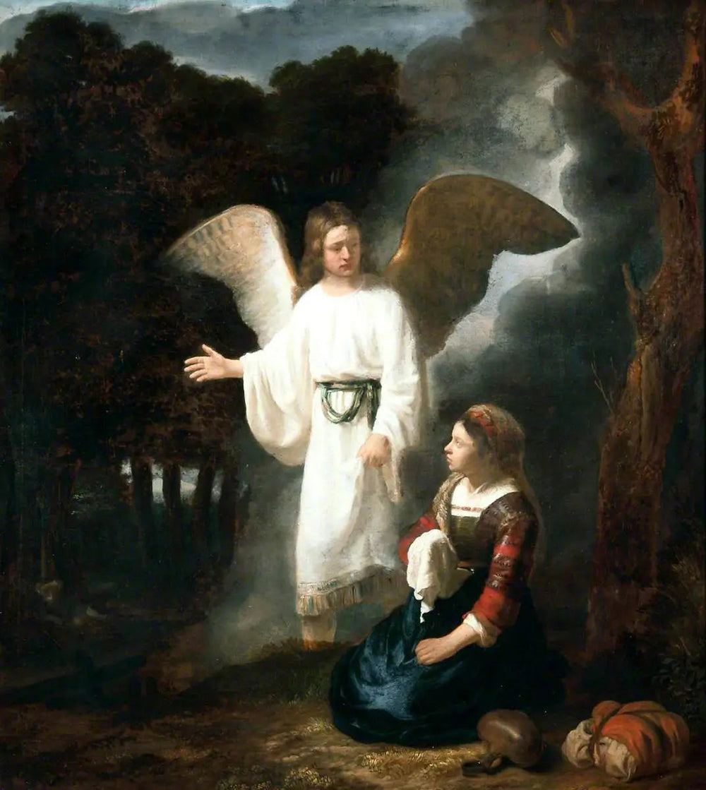 L'ange apparaissant à Agar - Rembrandt image 1 copie de tableau peinte à la main