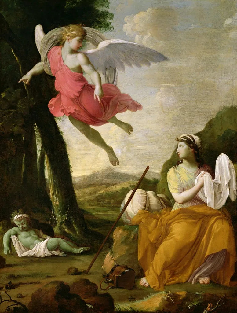 De Engel des Heren verschijnt in de woestijn bij Agar - Eustache Le Sueur