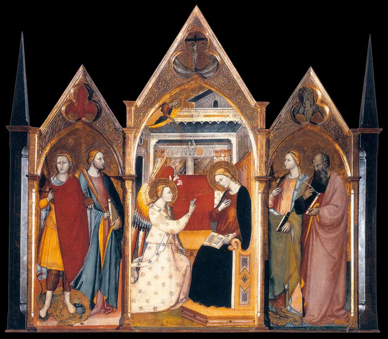 De Aankondiging met vier heiligen - Bicci di Lorenzo