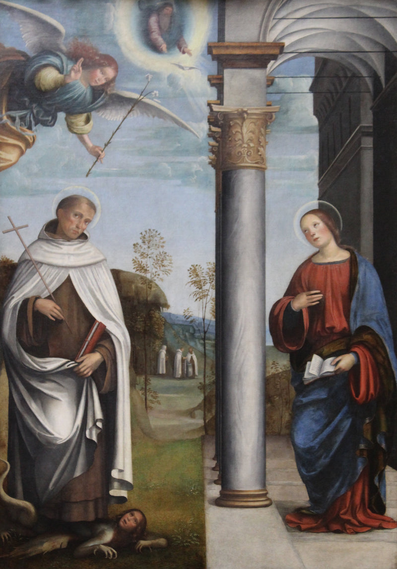 De Aankondiging met Sint Albert karmeliet - Francesco Francia